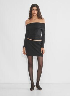Aritzia Wilfred Slim Fit Longsleeve Off-The-Shoulder Top Black Size Small